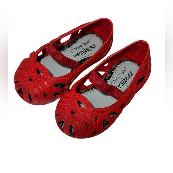 Mini Melissa Other - Mini Melissa Jason Wu Baby Shoes Red Jelly Flats Size 5 Toddler US